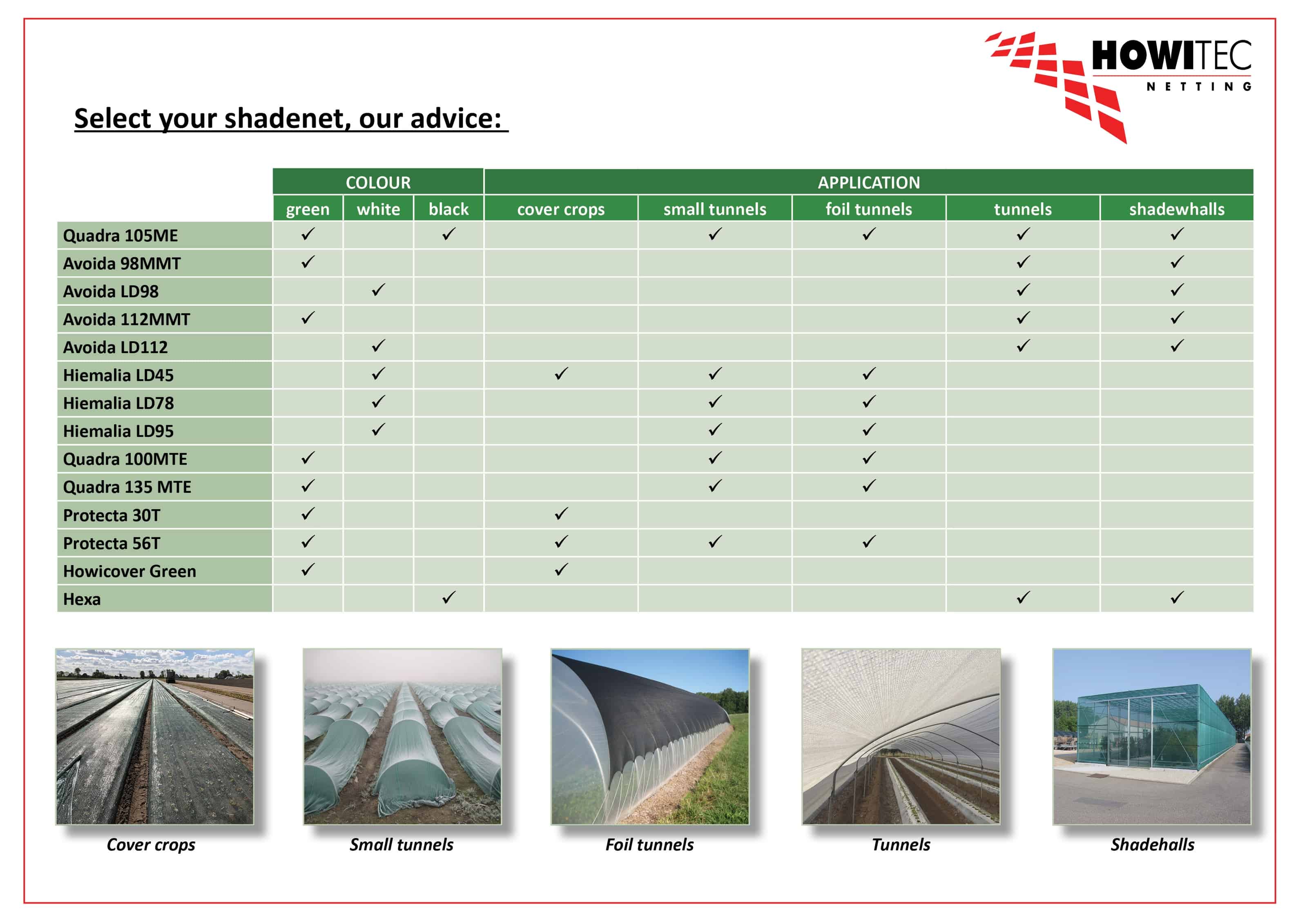 Avoida 98MMT Shade Netting Howitec Nets for every goal!